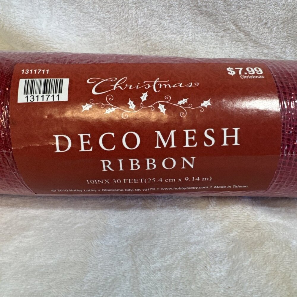 Ribbon Glitzy Red Roll Of 10 Inches Wide X 30 Feet New Deco Mesh‎ Shimmery